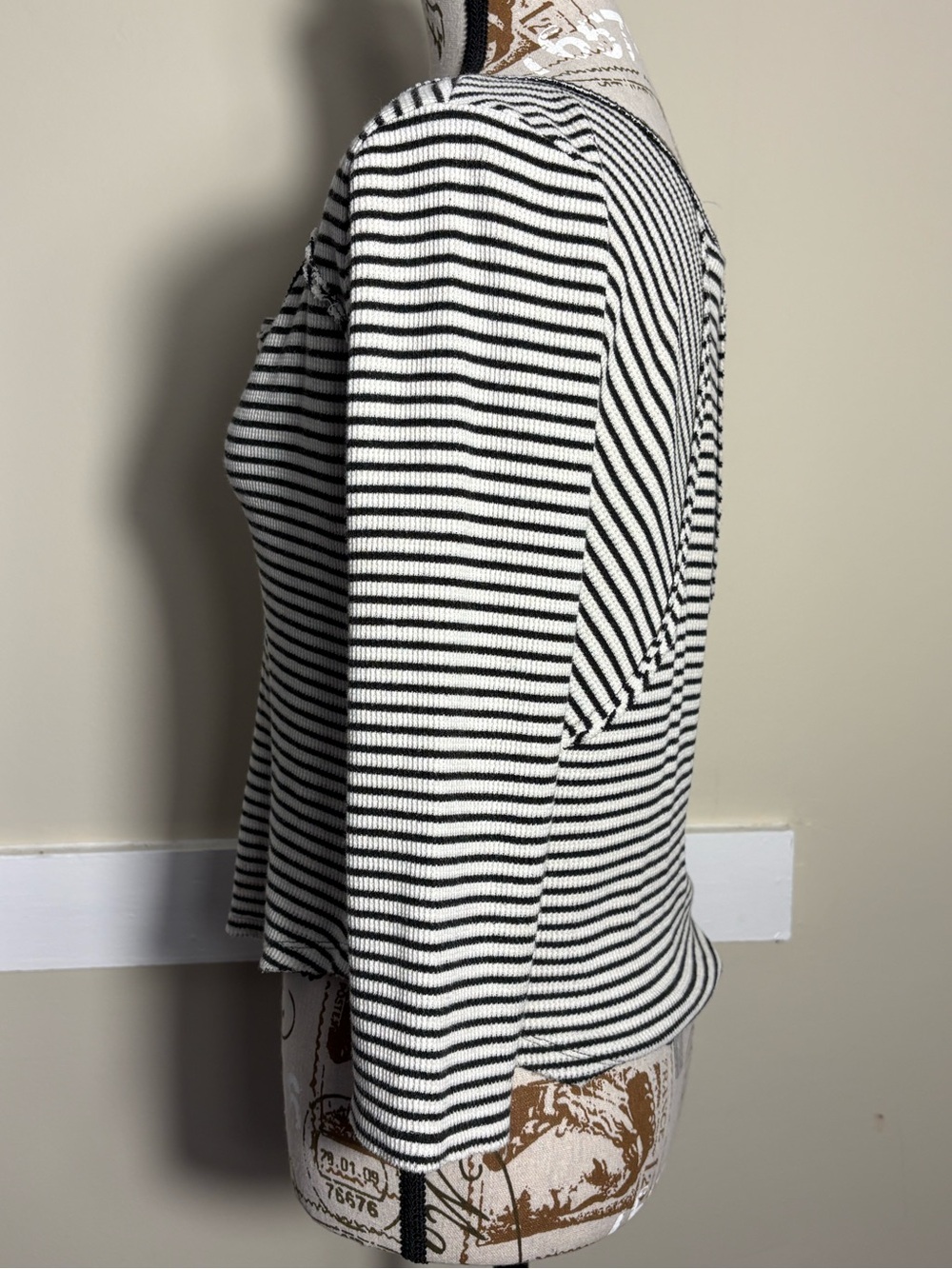 Free People We The Free Striped Thermal Henley Top Raw Seam Boho L - Picture 4 of 13